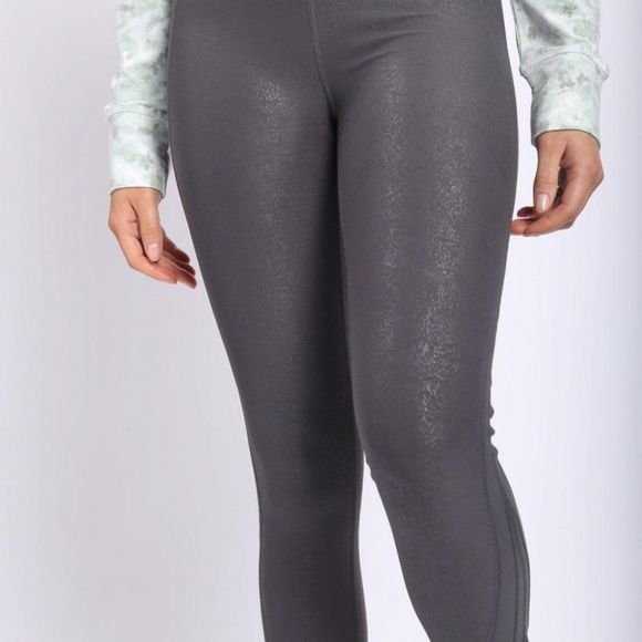 High-waisted Foil Leggings With Side Pockets Urban Chic Grey - Picture 6 of 9